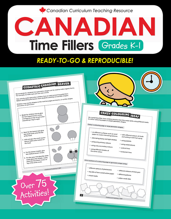 Canadian Curriculum Teaching Resource - Canadian Time Fillers Grades K-1
