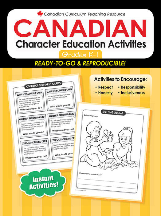 Canadian Curriculum Teaching Resource - Canadian Character Education Activities Grades K-1