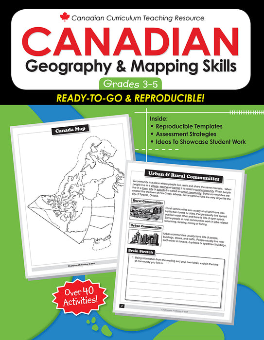 Canadian Curriculum Teaching Resource - Canadian Geography & Mapping Skills Grades 3-5