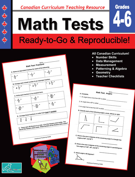 Canadian Curriculum Teaching Resource - Math Tests Grades 4-6